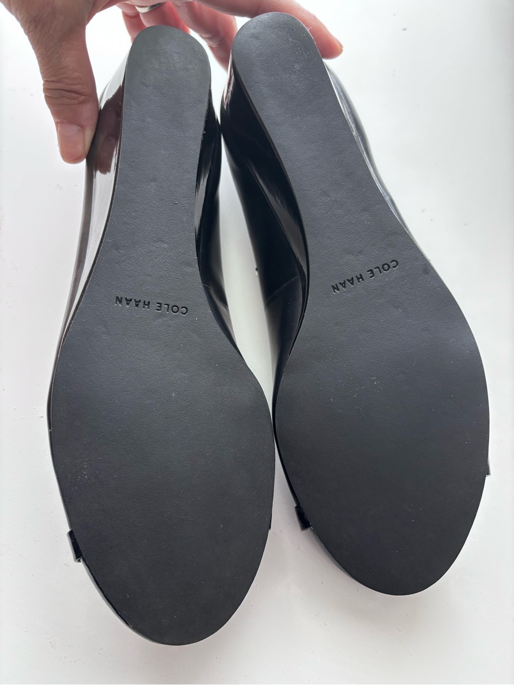 Cole Haan Black Patent Leather Ballet Flats with Gold Hardware - Picture 6 of 7